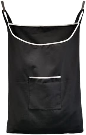 Laundry Hamper with Front Pocket,Door Hanging Laundry Bag, Black, 65 Liters by GORISEN