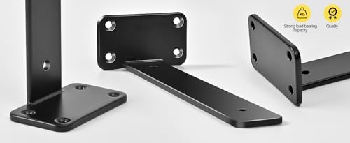 2 Pack - 10 inch Black Hidden L Shelf Bracket (1/5 Inch Thicked) Iron Floating Shelf Brackets Rustic Industrial Metal Brackets for Shelf Support - Image 6
