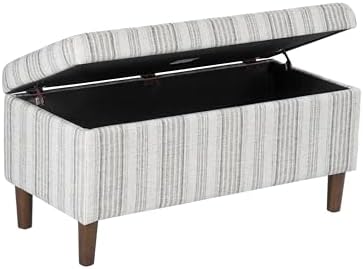 HomePop Malmo 36" Storage Bench - Gray Striped Pattern - Image 6
