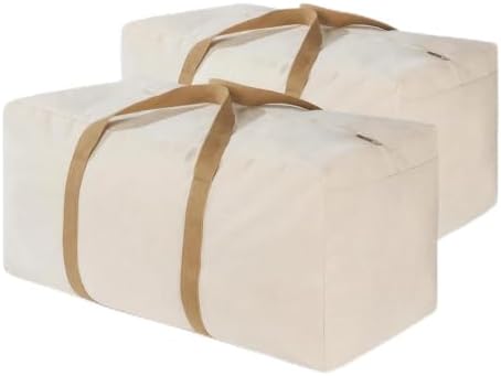 130L Canvas Storage Duffle Bag, Beige, 31''x15''x15'', 2 by GORISEN