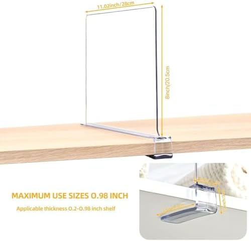 Shelf Dividers，Vertical Purse Organizer for Closet，Thickened and Sturdy Shelf Organizer for Sweater, Shirts, Handbags,8" Tall x 11" (6 Pcs) - Image 2