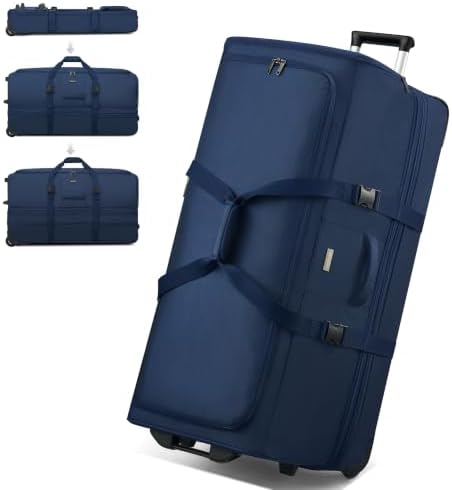 Hanke 35 Inch Extra Large Expandable Rolling Duffle Bag with 2 Wheels by Hanke