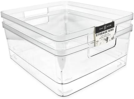 Isaac Jacobs 2-Pack Large Clear Storage Bins (11.5” L x 14” W x 5.5” H) by IsaacJacobs