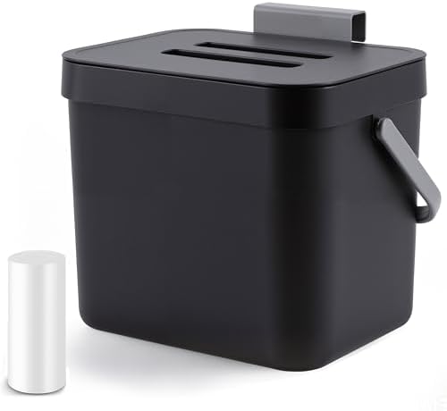 1.8 Gal Countertop Compost Bin, Hanging Trash Can 7L/Black by MONGTINGLU
