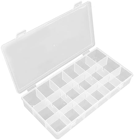OALCQ Craft Organizers And Storage Box 18 Grids Clear Plastic Bead Organizer With Dividers, Clear Craft Storage for Beads, Earrings, Pills, Jewelry, Screws, Seeds, Small Parts, Hair Ties by OALCQ