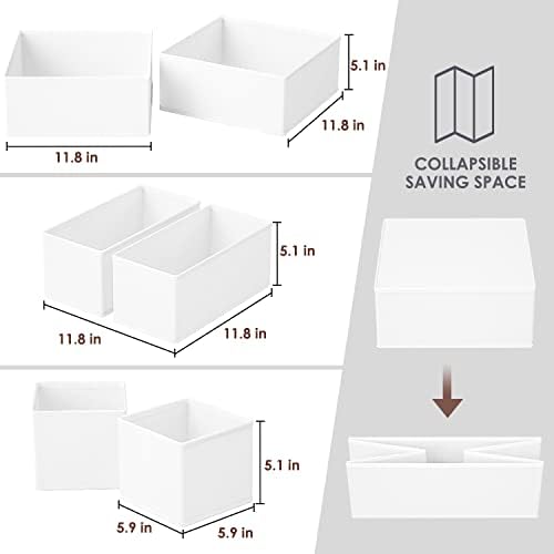 Criusia 6 Pack Clothes Drawer Organizer, Fabric Foldable Closet Dresser Drawer Organizer for Clothing, Bra Sock Underwear Drawer Organizer for Nursery Dorm Bedroom Organization (6 Bins, White) - Image 3
