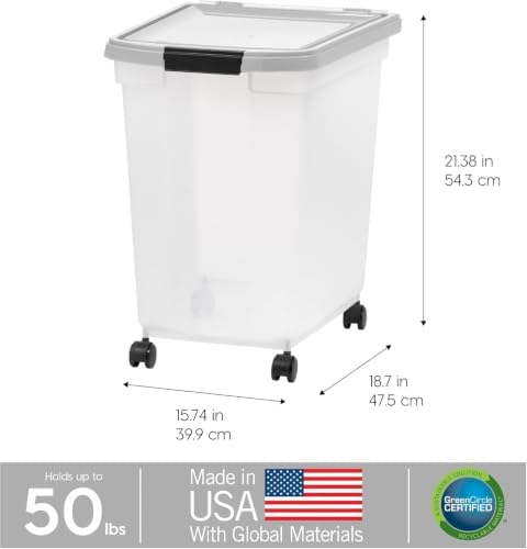 IRIS USA Dog Food Storage Container, Up to 50 lbs, Clear/Gray, Made in USA - Image 3