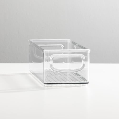 mDesign Small Plastic Nursery Storage Container Bins with Handles for Organization in Cabinet, Closet or Cubby Shelves - Organizer for Baby Food, Bibs, Formula - Ligne Collection - 4 Pack - Clear - Image 2