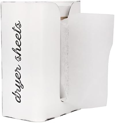 AuldHome Design Dryer Sheet Dispenser (White); Rustic Distressed Style Fabric Softener Sheet Holder for Laundry Room by AuldHomeDesign