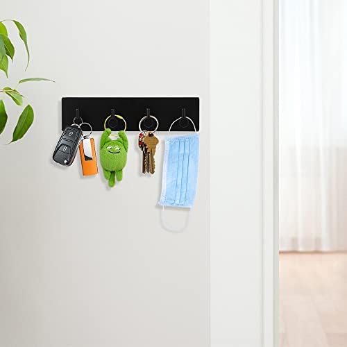 Picowe Key Holder for Wall Decorative, Adhesive Stainless Steel Key Hooks, Key Hanger Key Organizer for Wall, Towel Hook Coat Hanger for Entryway Hallway Kitchen(Four Rows,Black 1PCS) - Image 6