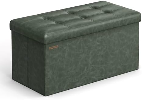 SONGMICS Storage Ottoman Bench, 30 Inches Folding Foot Rest Stool by SONGMICS