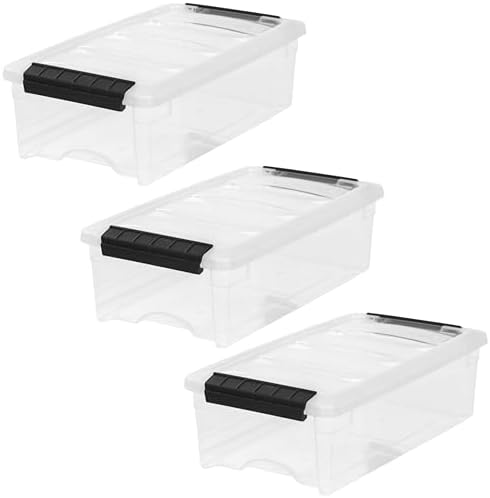 IRIS USA 3-Pack 6 Quart Storage Bins with Lids, Clear/Black by Unknown