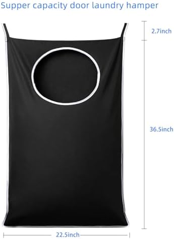 ANSTROUT XL Hanging Laundry Hamper Bags, Door Laundry Hamper with 2 Types of Hooks for Dirty Clothes, Save Bathroom Space Size:36.5x 22 Inch Hanging Laundry Storage Bag (Black) - Image 2