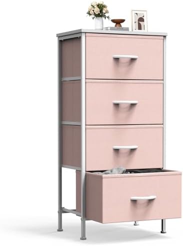 Sweetcrispy Dresser for Bedroom, 4 Drawer Storage Cabinet, Tall Nightstand by Sweetcrispy