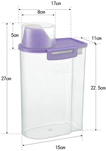 Pet Food Storage Container with Measuring Cup, Pour Spout and Seal Buckles Food Dispenser for Dogs Cats (Purple) - Image 2