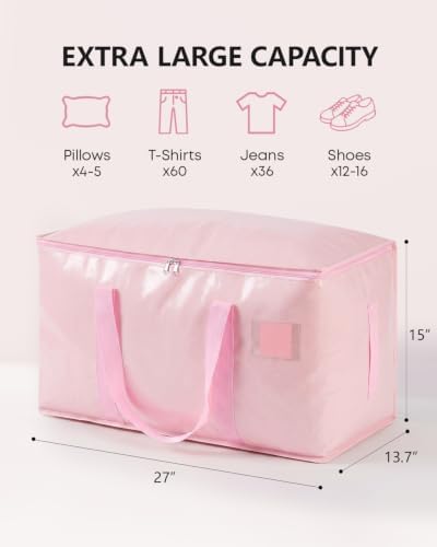 Heavy Duty Moving Bags Extra Large 110LBS Storage Bags, 5 Pack Pink - Image 6