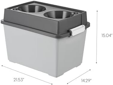 IRIS USA Elevated Dog Bowls 15" H, up to 47 lb Storage, Gray/Dark Gray - Image 2