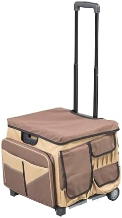 Folding Mobile Utility Cart, Canvas Organizer Bag, Chocolate/Sand by SAVVYProductsbySVYP