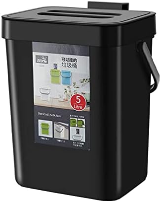 Small Trash Can with Lid Mini Kitchen Hanging Trash Can Tightly Sealed Odor Free, Small Countertop Compost Bin for Scraps from Daily Cooking, Mountable Trash Bin for Kitchen Counter, 5L/1.3 Black by Newraturner