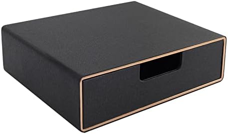Stackable Organizer Drawer PU Leather Classic Handmade,Organize Home Office Desk Accessories and Sort Letter-Size Paper/a4 Document,Desk Caddy with Drawers Storage Box,13.1x10x3.7inches,Black by RHCSZ