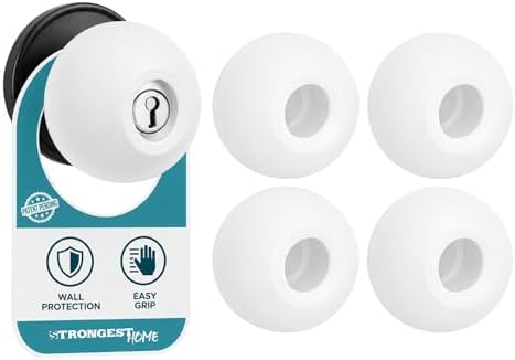STRONGEST HOME White Silicone Door Knob Cover & Wall Protector – Soft Rubber Handle Grip for Arthritis Support and Quiet Damage Prevention (4 Pack) - Image 2