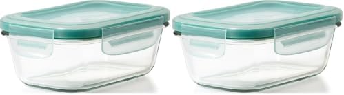 OXO Glass Food Storage Container, Rectangle, 1.6 Cup | Smart Seal | Leakproof | Pack of 2 by OXO