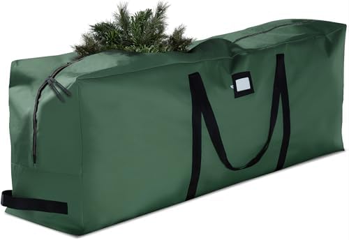 ZOBER 600D Oxford Fabric Christmas Tree Storage Bag - Fits 7.5 Ft Artificial Trees - Tear Proof Waterproof Christmas Tree Bag For Storage Box For Xmas - Strong, Durable Handles - Card Slot - Green by ZOBER
