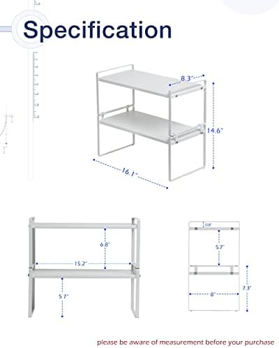 Nxconsu Stackable Cabinet Shelf Organizer 2 Pack, Standard White - Image 3