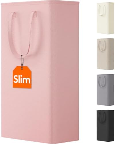 Lifewit Slim Collapsible Laundry Basket with Handles, 65L, Pink by Lifewit