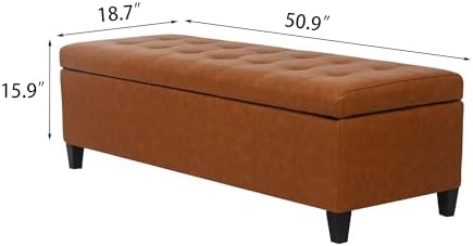 Joveco 51 Inch Storage Bench,Leather Tufted Storage Ottoman with Legs - Image 2