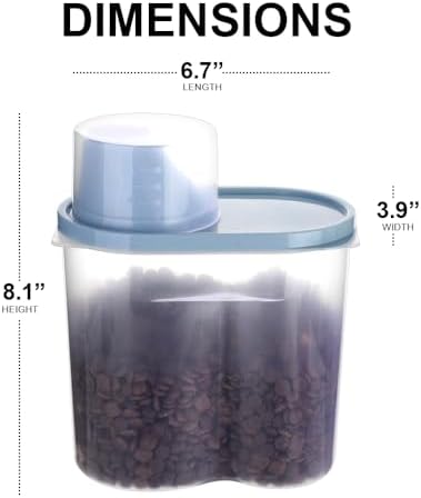 2 Pack 2lb/2.5L Pet Food Storage Container with Measuring Cup, Can Covers and Bowl for Small Dog, Cat, Waterproof-BPA Free (Pink 1.8L) - Image 5