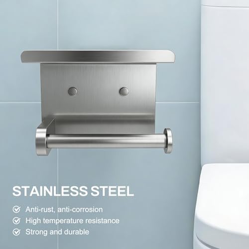 SetSail Toilet Paper Holder with Shelf, Brushed Nickel - Image 2