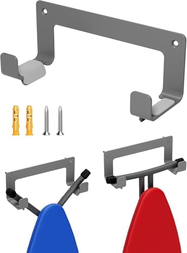 Ironing Board Hanger Wall Mount, Stainless Steel Hooks, Grey by MUSVOH