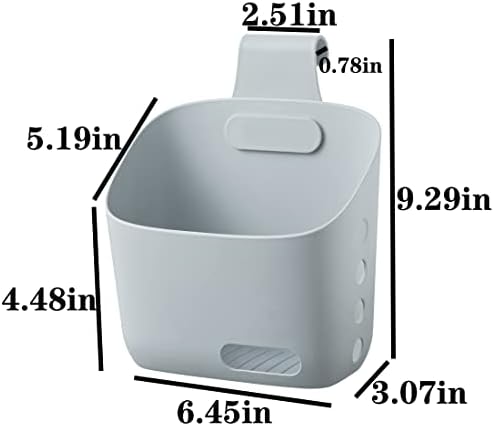 LeleCAT Plastic Hanging Basket Kitchen Storage organizer, Basket with Detachable hook, Hang it behind a door or on a railing, Over the Cabinet Door (Grey, Large-2 Pack) - Image 2