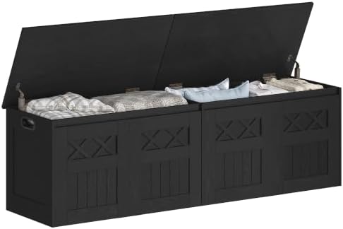 Hzuaneri 59 inches Rustic Storage Chest and Bench | 70 Gal | 330lb Seat by Hzuaneri