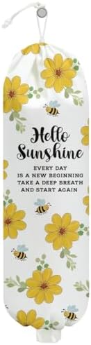 Hello Sunshine Flower Plastic Bag Holder, Bee Gifts for Women Mom Grandma by Unknown