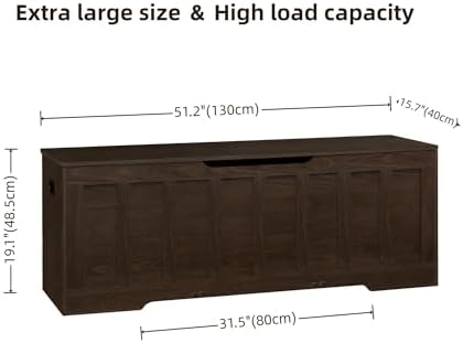 VANKILEY 51.2" Storage Chest Extra Large,Wooden Storage Bench(Espresso) - Image 3