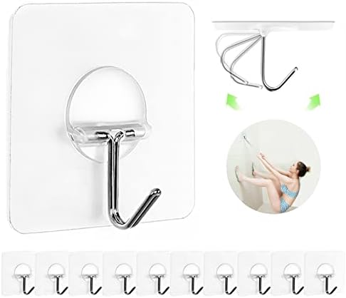 Adhesive Wall Hooks No Drill Clear Heavy Duty, 13LB Sticky 12 Pack by JINSHUNFA