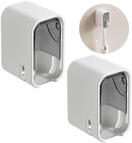 2PCS Toothbrush Holders Wall Mounted with Cover Tooth Brush Holder by QTRQTR