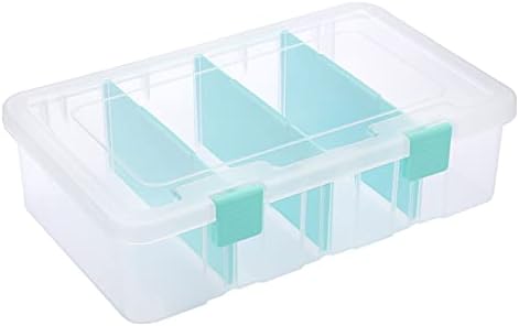 BTSKY Clear Plastic Dividing Storage Box with 4 Compartments Sewing Box by BTSKY