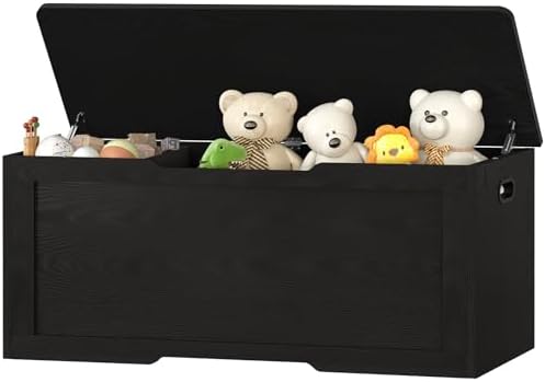 usikey 47.2" Large Storage Chest with Fabric Drawer, Toy Box with Safety Hinges, Extra Wide Storage Bench for Bedroom, Living Room, Entryway, Supports 300 lb by USIKEY