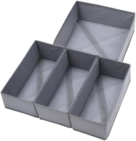 Bructhun Drawer Organizer Set of 4- Fabric Storage Bins for Clothes, Underwear, Socks & Bras - 11" Dresser Dividers for Bedroom Closet by Bructhun