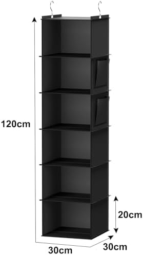 YOUDENOVA Hanging Closet Organizer and Storage, 6-Shelf, Black - Image 3