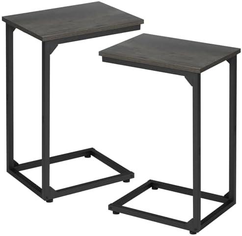 AMHANCIBLE C Shaped End Table Set of 2, Couch Side Table that Slide Under by AMHANCIBLE