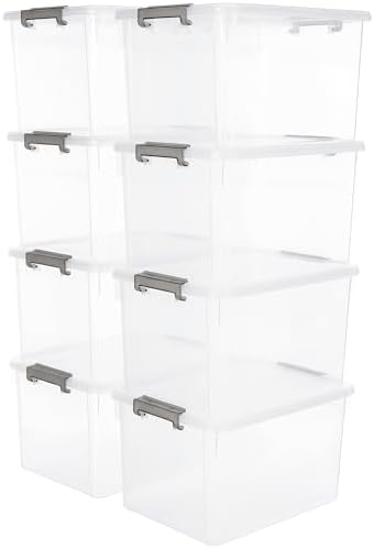 Citylife 8-Pack 32 QT Clear Plastic Storage Bins with Latching Lids by CITYLIFEHomeOrganization