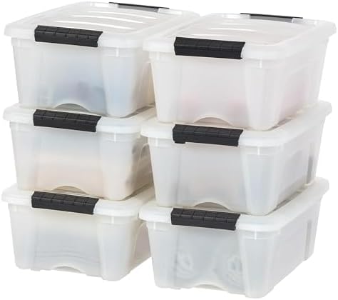 IRIS USA 6-Pack 13 Quart Storage Bins with Lids, Pearl by IRISUSA