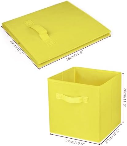 2 Pcs Storage Cubes, 10.5 Inch Collapsible Storage Bins, Fabric Foldable Bins for Organization, Durable Storage Bins for Closet, Shelves, Offices (Yellow) - Image 3