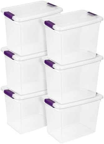 Sterilite ClearView Latch Boxes, Storage Bins with Lids, 27 Quart, 6-Pack by Sterilite