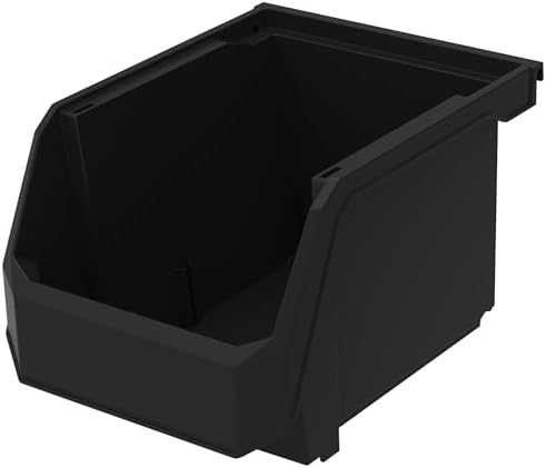 ReadySpace Medium-Tall Stackable Plastic Storage Bins, 4-Pack, Black - Image 5