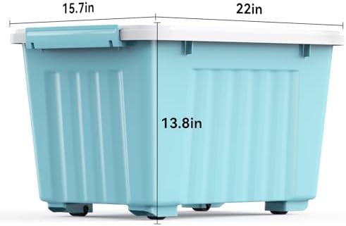 Nazhura 72 Quart Plastic Storage Bin, Stackable and Nestable Storage Boxes with Lids and Secure Latching Buckles, Large Storage Container (Blue, 72Quart-6Pack) - Image 3